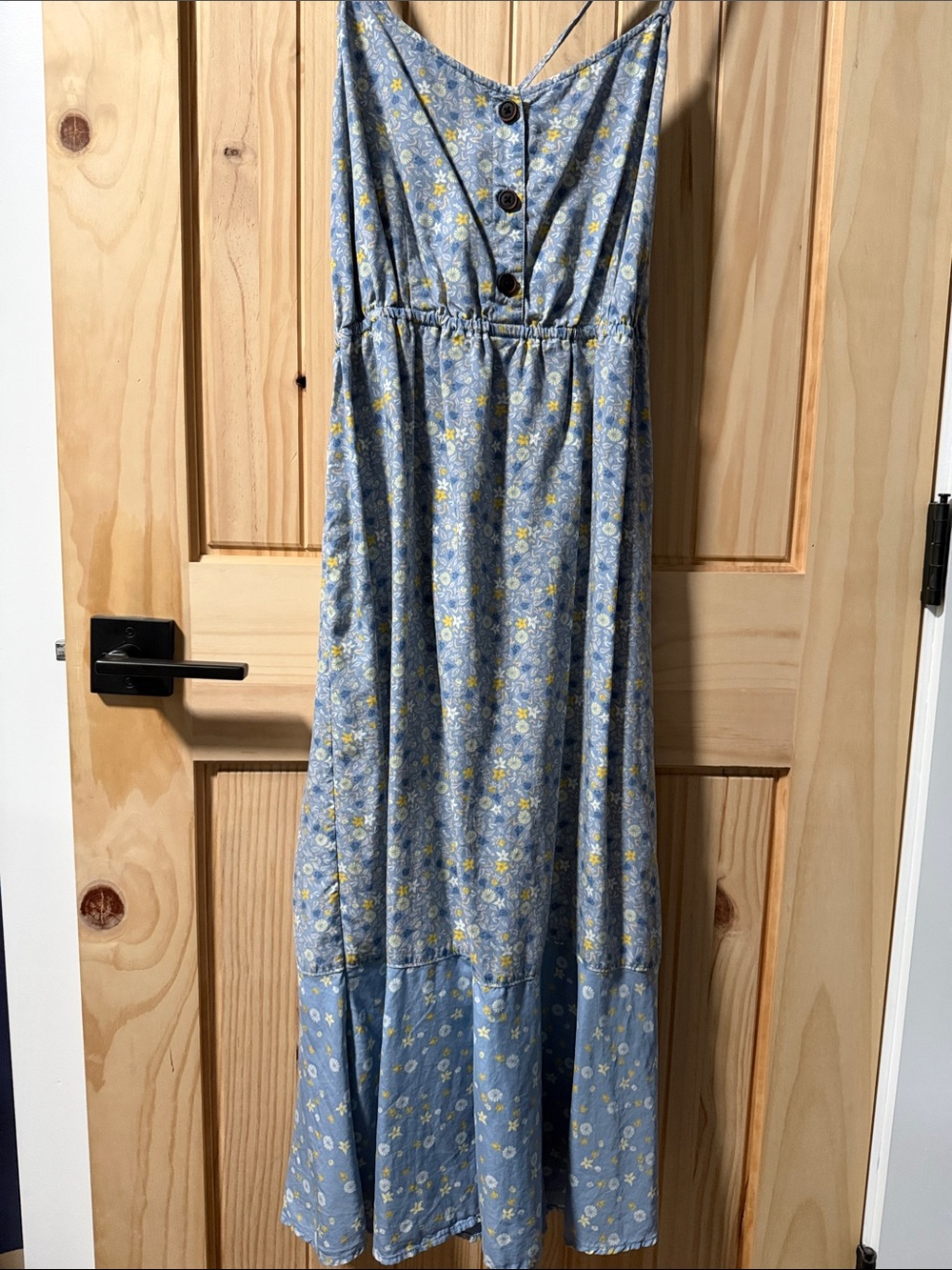 Patagonia Blue Floral Midi Dress with Button Front